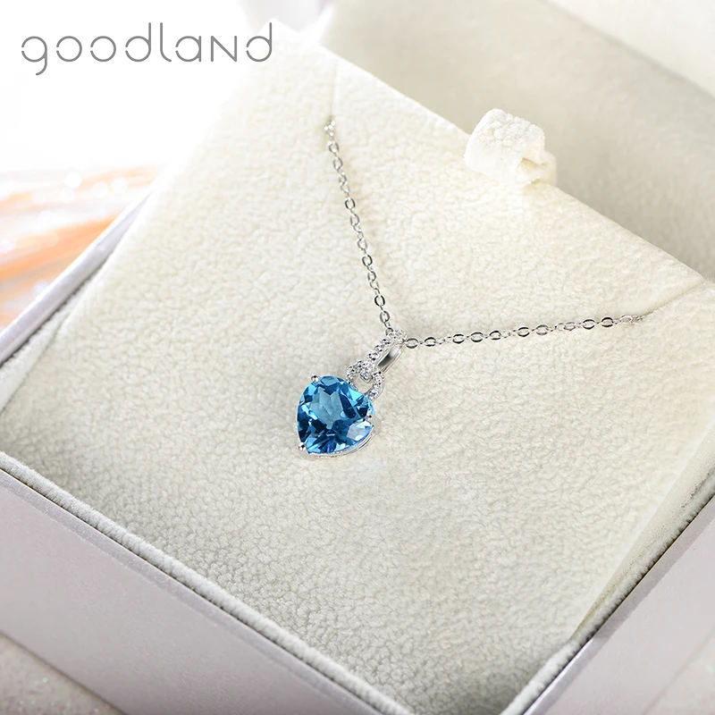 Goodland натуральные Подвески с топазом для женщин 925 пробы Серебряное ожерелье