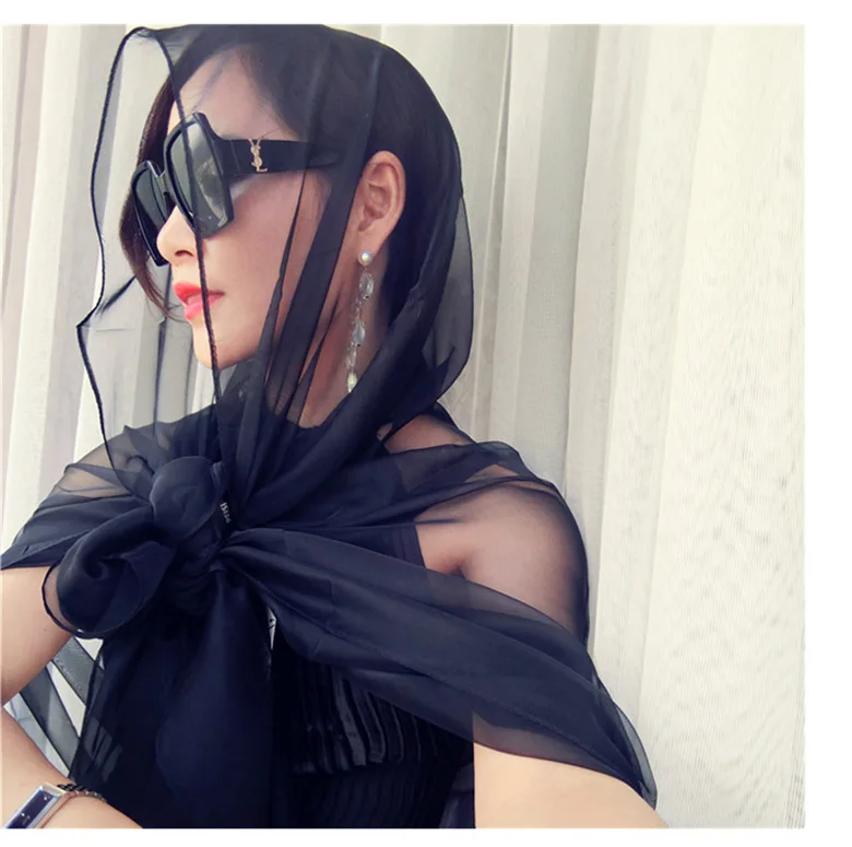 Новый шарф из чистого шелка Яркий пляжный большая шаль тонкий женский шифоновый