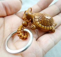 natural mahogany three dimensional engraving tortoise keychain buddha key ring jewelry gift for men and women 1pc