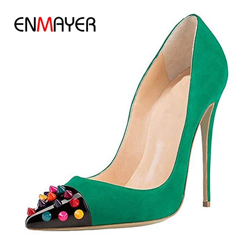 

ENMAYER Pointed Toe Casual Zapatos Mujer Tacon Slip-On High Heel Shoes Basic Super High Fashion 2019 Pumps Size 35-45 LY1237