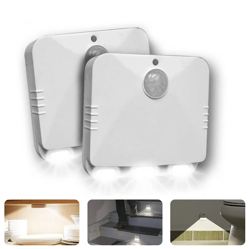 2 шт./компл. светодиодный ночник датчик движения тела PIR настенный светильник для