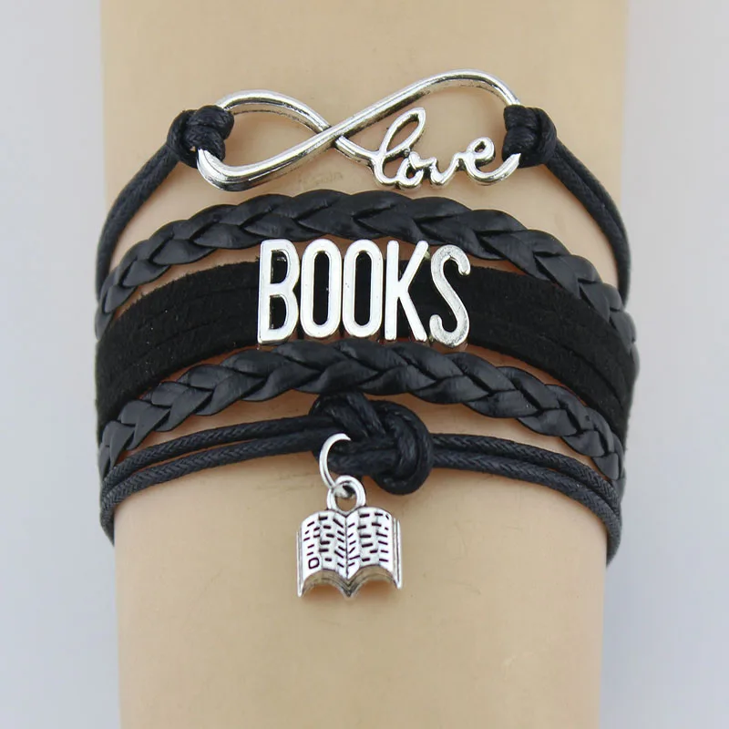 Бесконечность Любовь Книги браслеты подвеска-Книга ручной работы веревка
