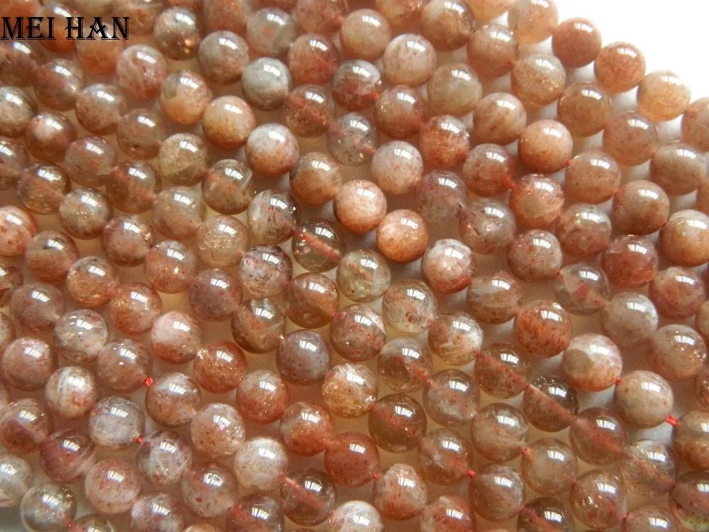 Meihan(48 бусины/Набор/35g) парик из натуральных волос 8 мм Бразилия золотые sunstone бусины Кристальные, круглой формы для ожерелий, "сделай сам" для изготовления