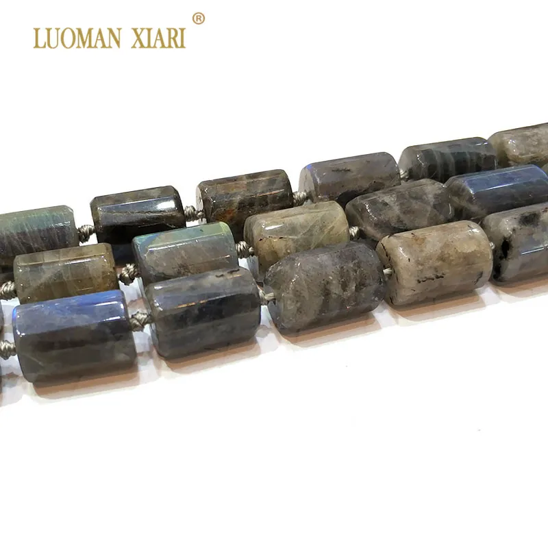 Цилиндрические бусины из натурального Лабрадорита LUOMAN XIARI для самостоятельного