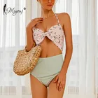 Сексуальный слитный купальник Miyouj с вырезами, бандажный купальник с бантом, женский купальник с цветочным рисунком, женское бикини 2019, однотонный монокини с лямкой на шее