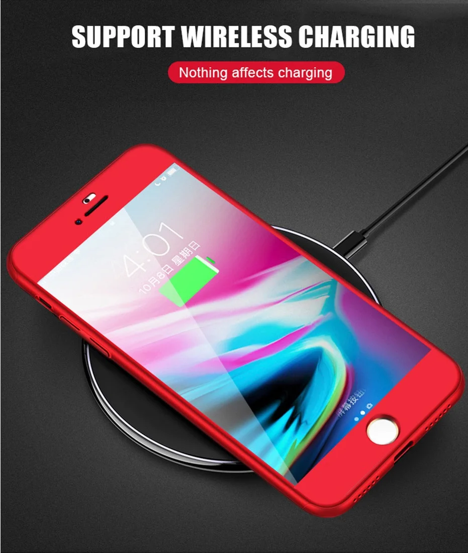Защитный чехол LISCN на 360 градусов для iPhone 5 SE 6 7 8 P XS XR Xs Max с закаленным стеклом |