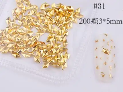 style31 3D Шпильки для ногтей, пустотелая металлическая заклепка, металлическое украшение/золотисто-серебристые шпильки/геометрический маникюр в золотой оправе, сделай сам, дизайн ногтей - Цвет: style31