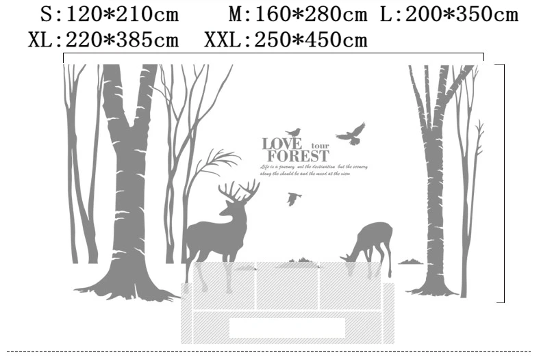 Пейзаж береза виниловая Forset птицы Наклейка на стену Декор окно наклейка плакат