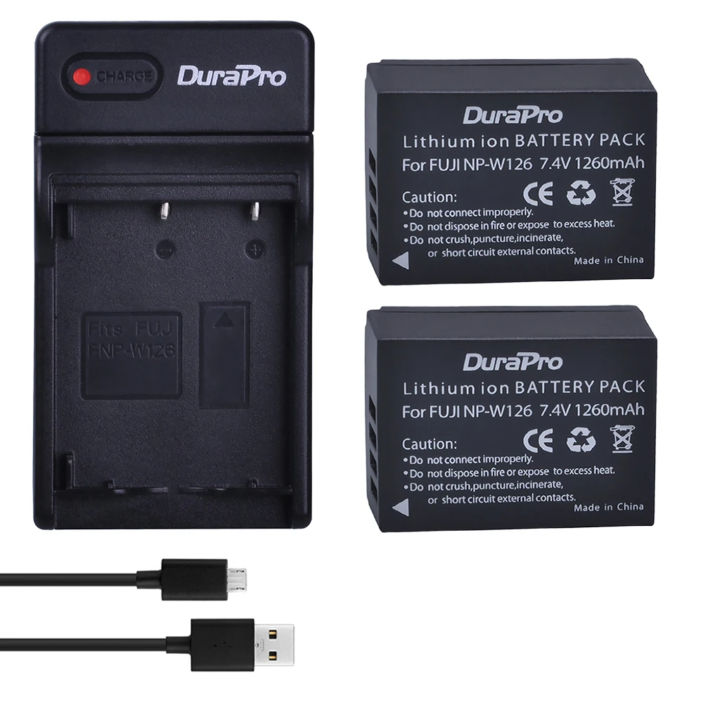DuraPro 2 шт. NP W126 литий ионная батарея + USB одно зарядное устройство для Fuji HS50 HS35 HS33