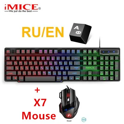 AK-600 Russian Set IMice Проводная игровая клавиатура имитация механической клавиатуры светодиодный с подсветкой USB X7 игровая мышь геймер клавиатура для ПК настольный компьютер - Цвет: AK-600 Russian Set