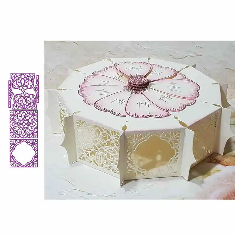 Picture 7 3D элементы подарочной коробки и некоторые отдельные части металлические режущие штампы для скрапбукинга и открыток «сделай сам» для изготовления декоративных поделок Новинка - Цвет: Picture 7