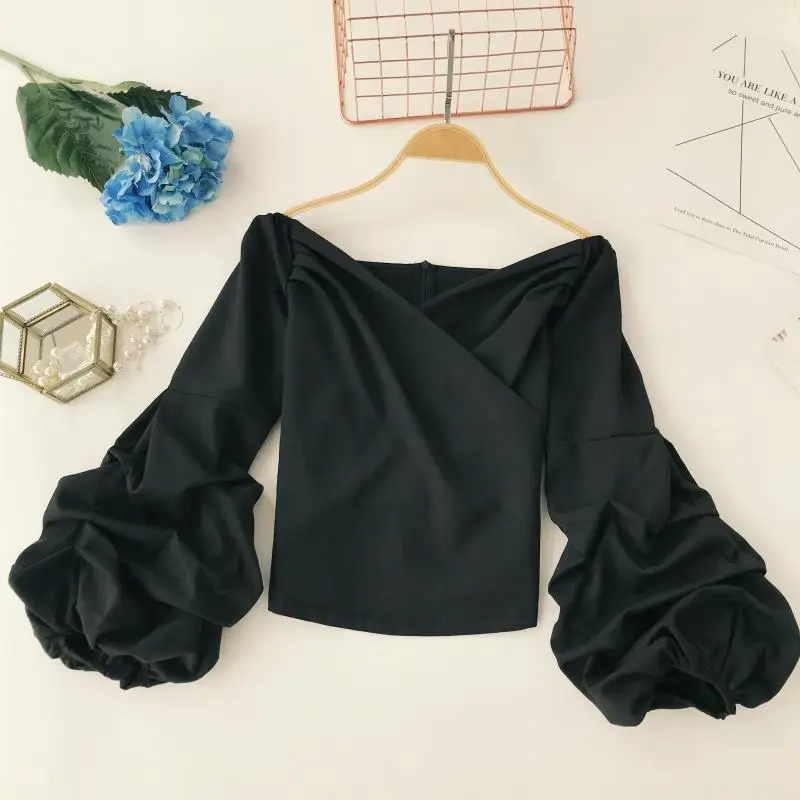 Женская шифоновая рубашка с v-образным вырезом винтажная Элегантная блузка и