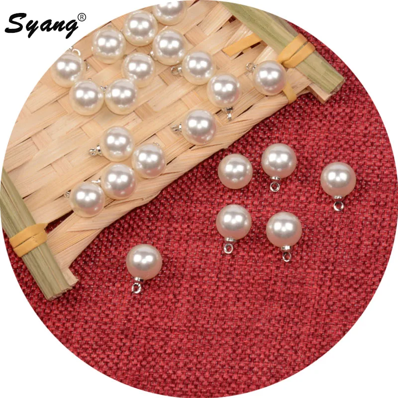 Подвеска из АБС пластика с имитацией жемчуга бусина кулон сделай сам заклепками