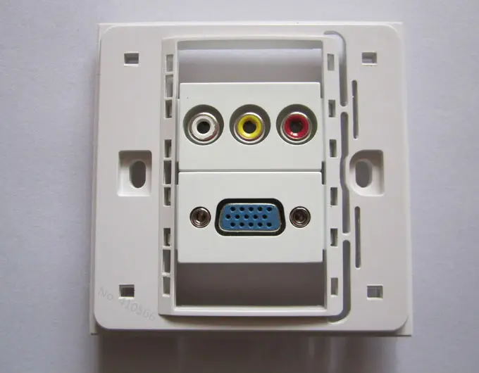 Настенная розетка панель с RCA AV + VGA для установки мультимедиа размер 86 мм |