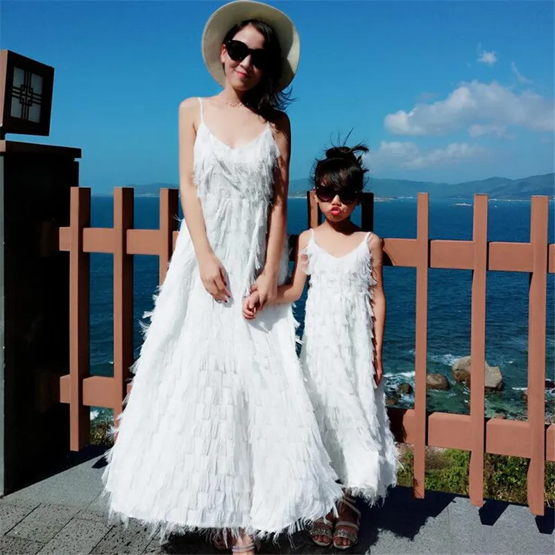 Weoneit/платье для мамы и дочки семейная одежда женские платья с кисточками детское