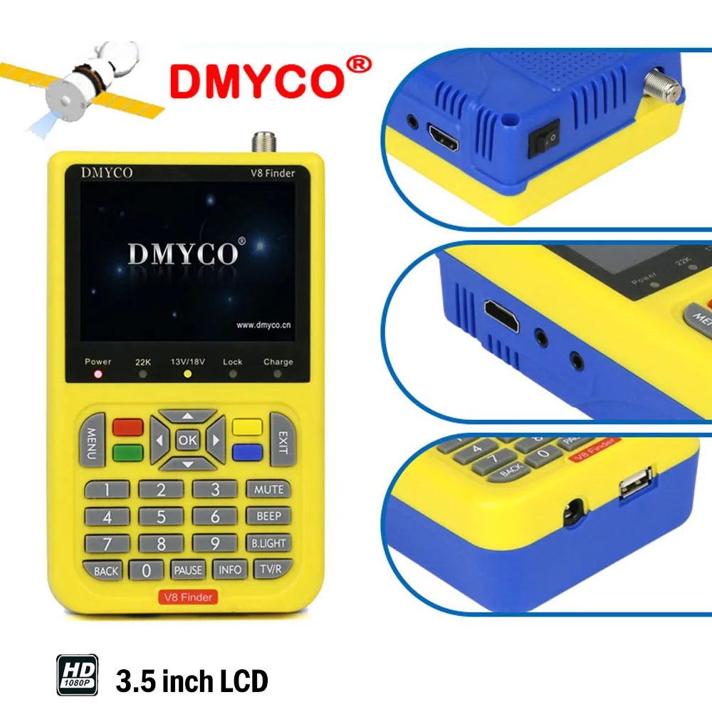 Dmyco V8 прибор обнаружения цифровой ТВ SatFinder DVB S2 спутниковый приёмник FTA Finder метр с