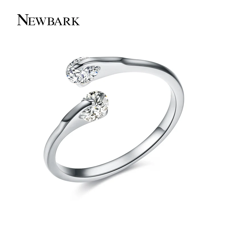 Newbark 0.25ct открытым Кольца двойной Круглый CZ стразами Напряжение Установка розовое
