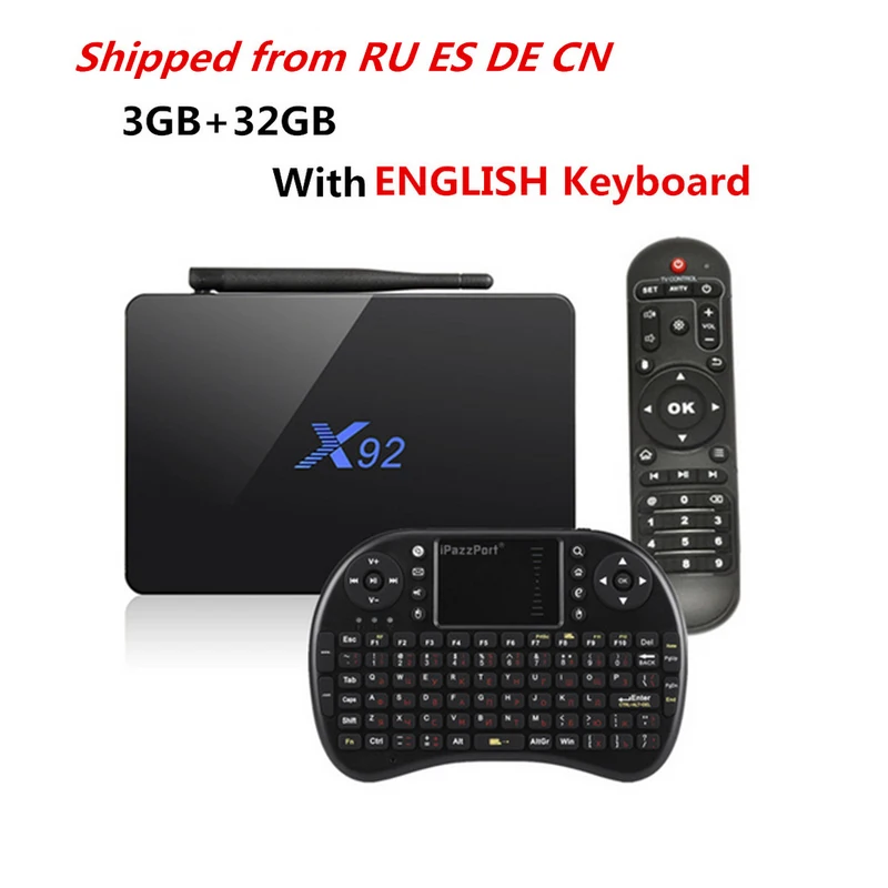 3GB 32GB EN Keyboard Хит X92 ТВ приставка 3 ГБ 32 ГБ Amlogic S912 Восьмиядерный 2,4 ГГц/5,8 ГГц WiFi HDMI смарт-приставка Bluetooth USB 2,0 смарт ТВ приставка - Цвет: 3GB 32GB EN Keyboard