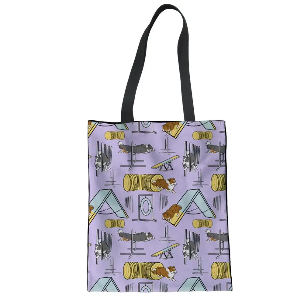 Бесшумная многоразовая сумка Складные хозяйственные сумки с принтом бордюра