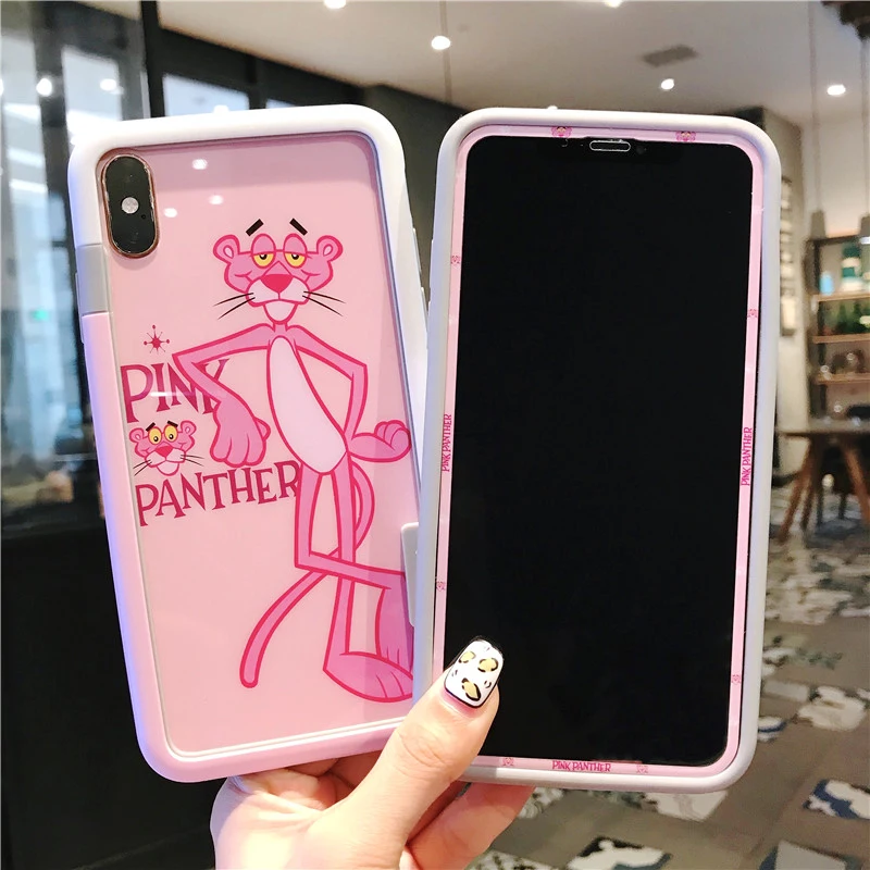 For iPhone XS max soft bumper + Kitty Tempered Glass Screen film ( Front &ampBack ) frame for X XR cartoon glass flim |