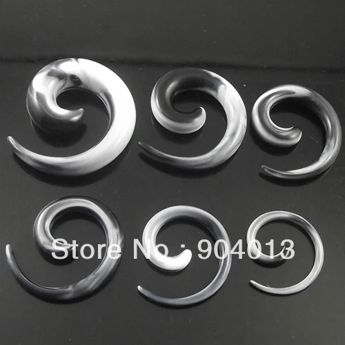 

120pcs Twisted Stir black and white color Acrylic Ear Spiral Expanders ear plug UV flesh tunnel piercing body Jewelry