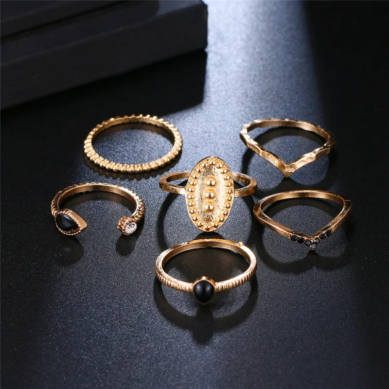 6 шт./компл. модные кольца Богемия Подвеска золотистого цвета Midi палец кольцо