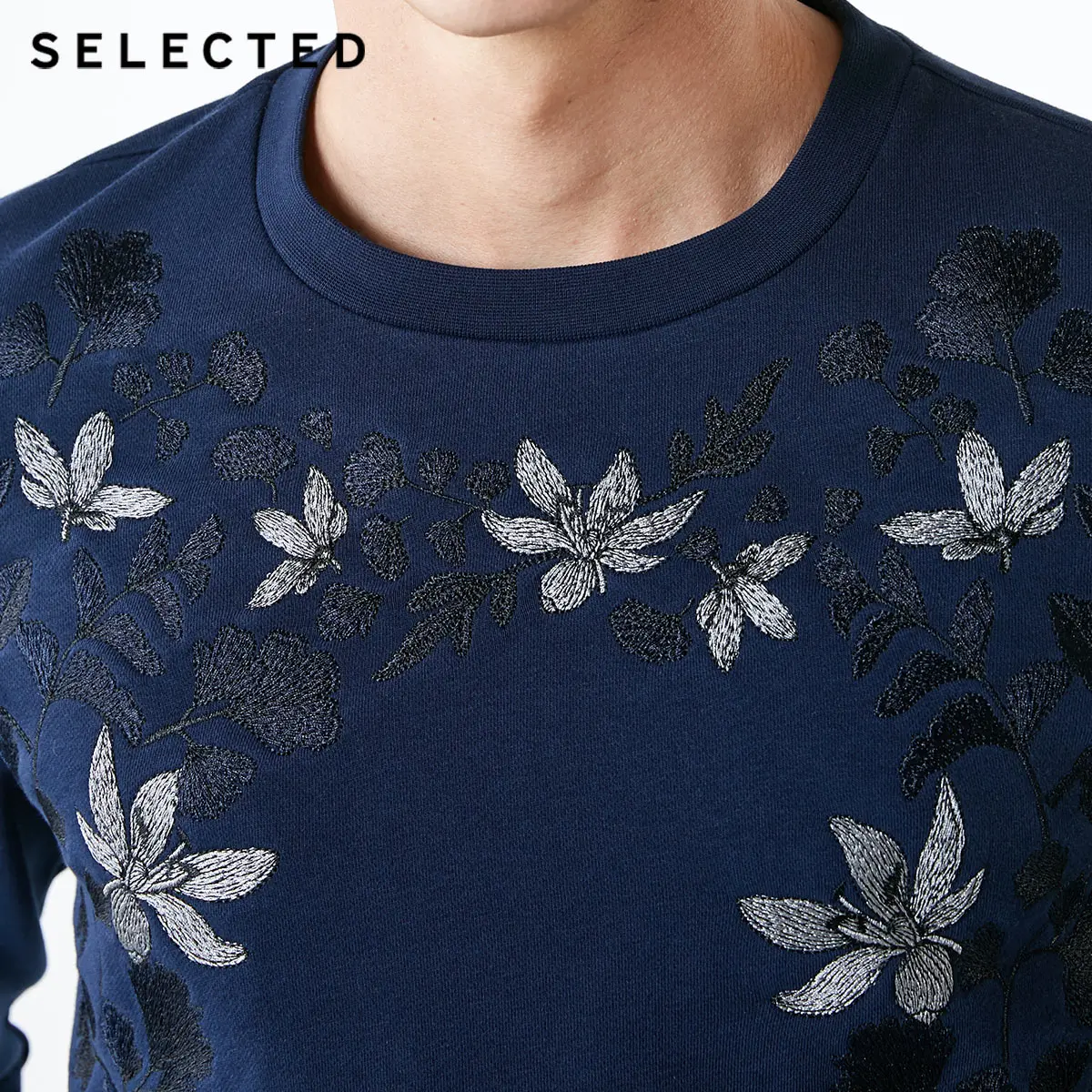 Отборный мужской осенний хлопковый свитер с длинными рукавами и вышивкой S | 41844D505