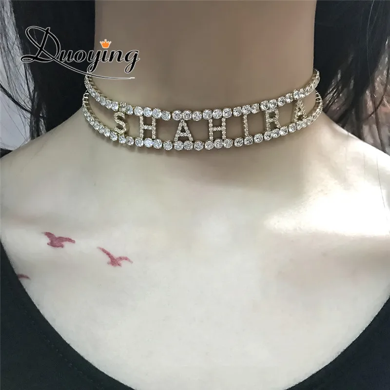 Колье-чокер DUOYING из циркония ожерелье с буквами инициала персонализированное