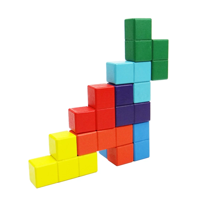 Горячая Распродажа тетрис магический куб многоцветные 3D деревянные игрушки Soma