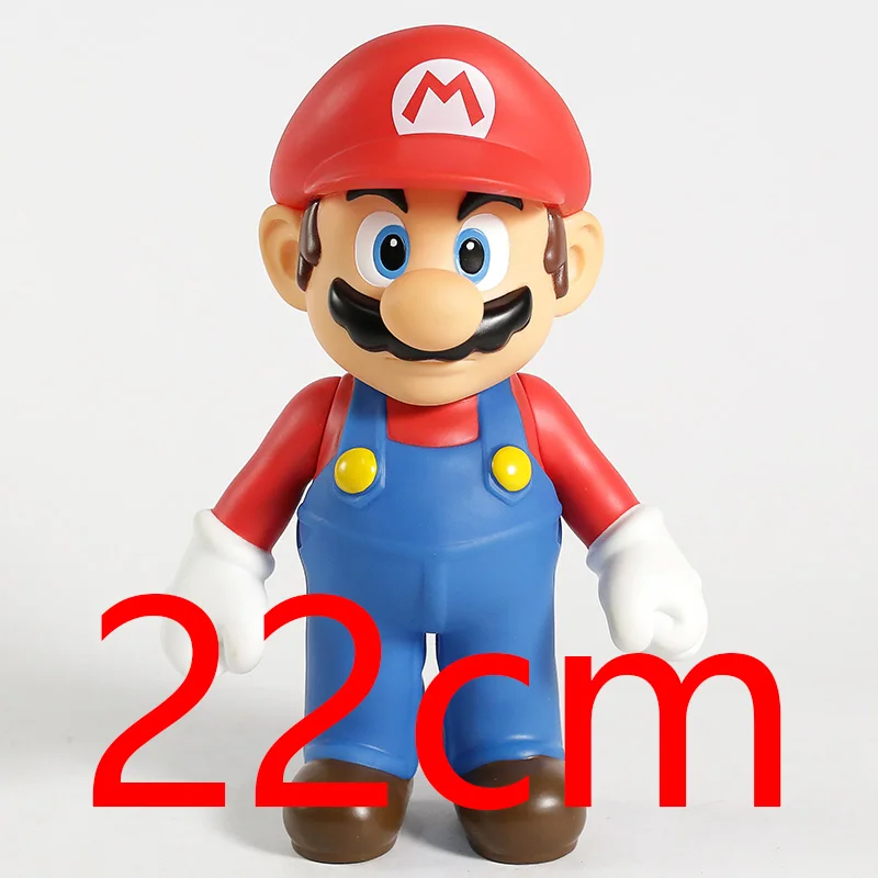 Super Mario Bros Луиджи, Марио, Йоши, ПВХ фигурки, подвижные детские игрушки 22-24 см - Цвет: Красный