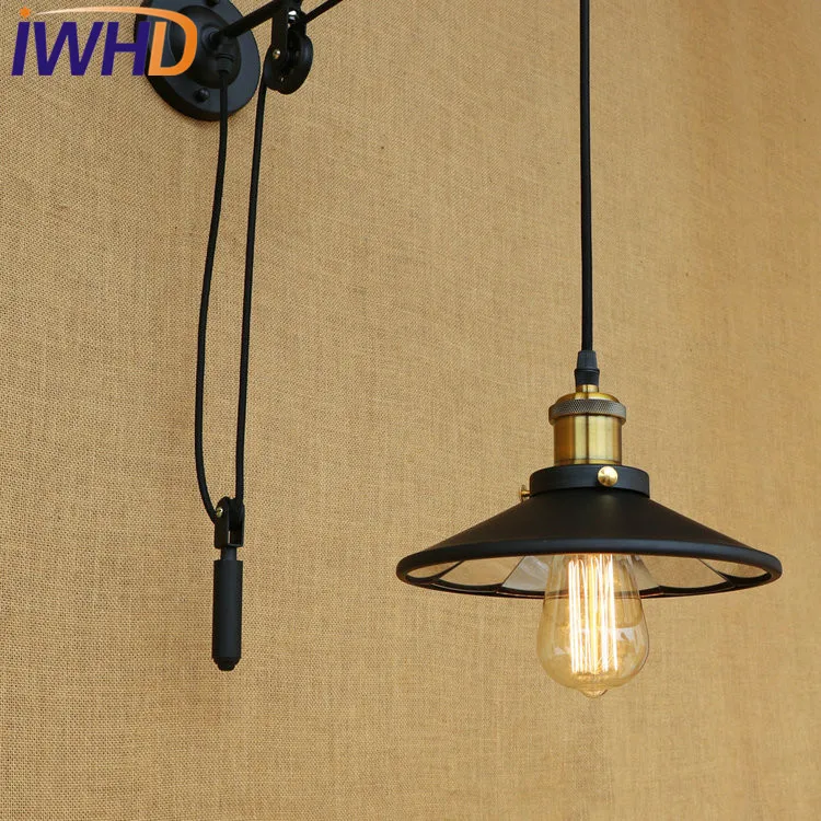IWHD Лофт стиль Лифт Эдисон бра промышленный настенный светильник Железное