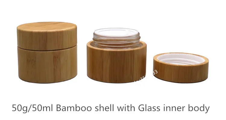 10PCS 50g Environmental Bamboo Empty Refillable Glass Jar Cosmetic Cream Storage Bottle Container Wooden Lid | Красота и здоровье