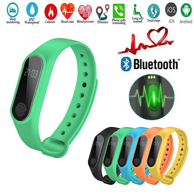 M2 водонепроницаемый пульсометр Bluetooth Смарт браслет для сна шагомер