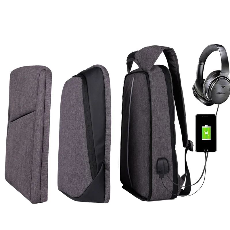 J and H Grey XQXA тонкий рюкзак для ноутбука для мужчин/женщин с USB и разъемом для наушников, бизнес рюкзак с защитой от кражи, унисекс, 17,3 дюймов, повседневный рюкзак серого цвета - Цвет: J and H Grey