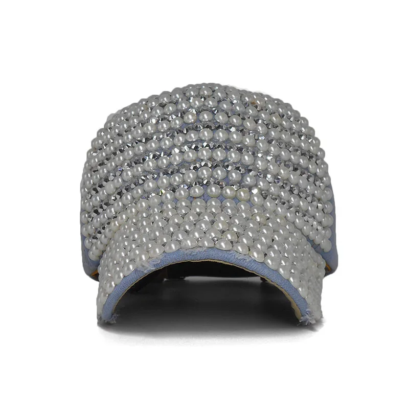 2020 модная бейсбольная кепка жемчужные стразы полями Женщины Snapback шапки джинсы в