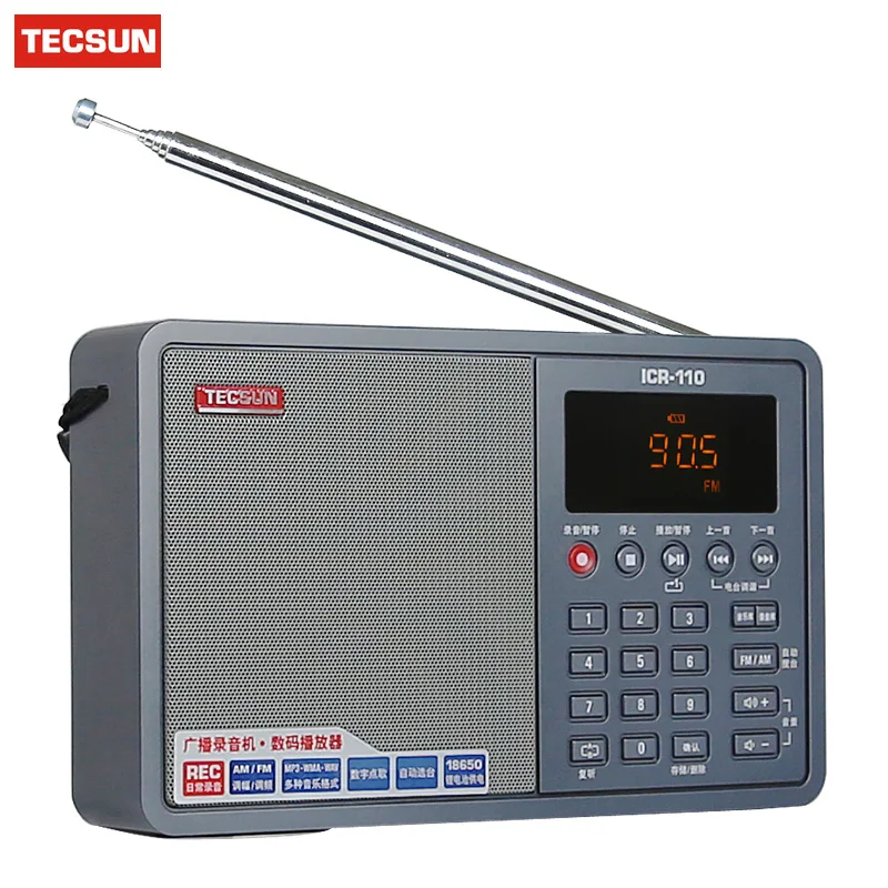 TECSUN ICR 110 ICR110 FM/AM радио TF карта MP3 плеер рекордер мини динамик Радио FM 76 108 широкий