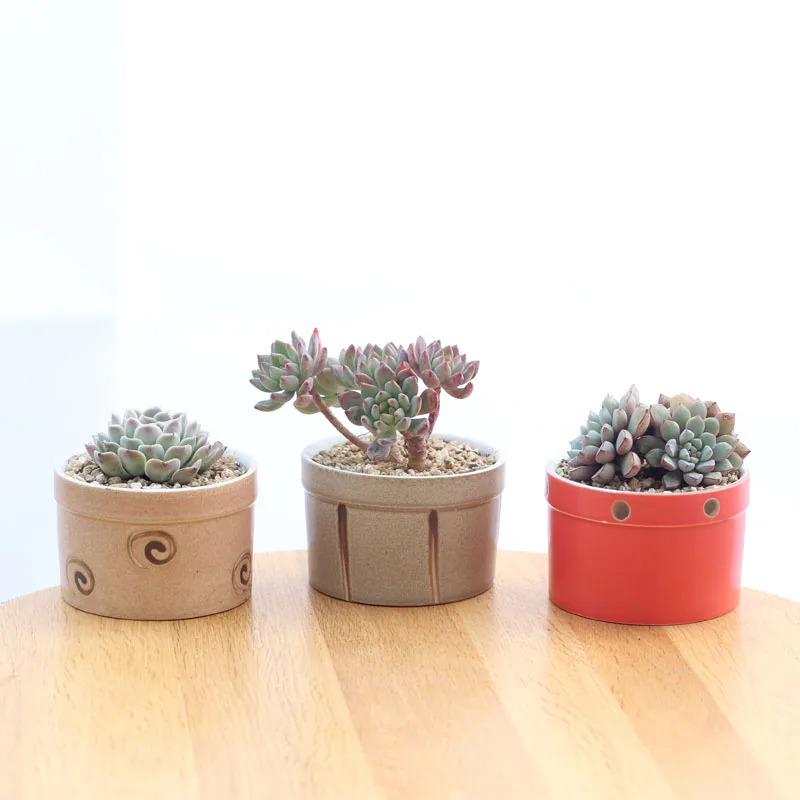 Набор из 6 японских цветочных горшков глазурованной керамики