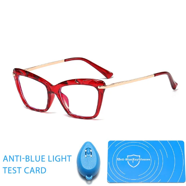 RFOLVE Fashion Gemstone Cutting Texture Anti-Blue Light Glasses Women UV Resistant Relieve Eye Fatigue Goggles Ladies RX194 - Цвет оправы: C2 Red