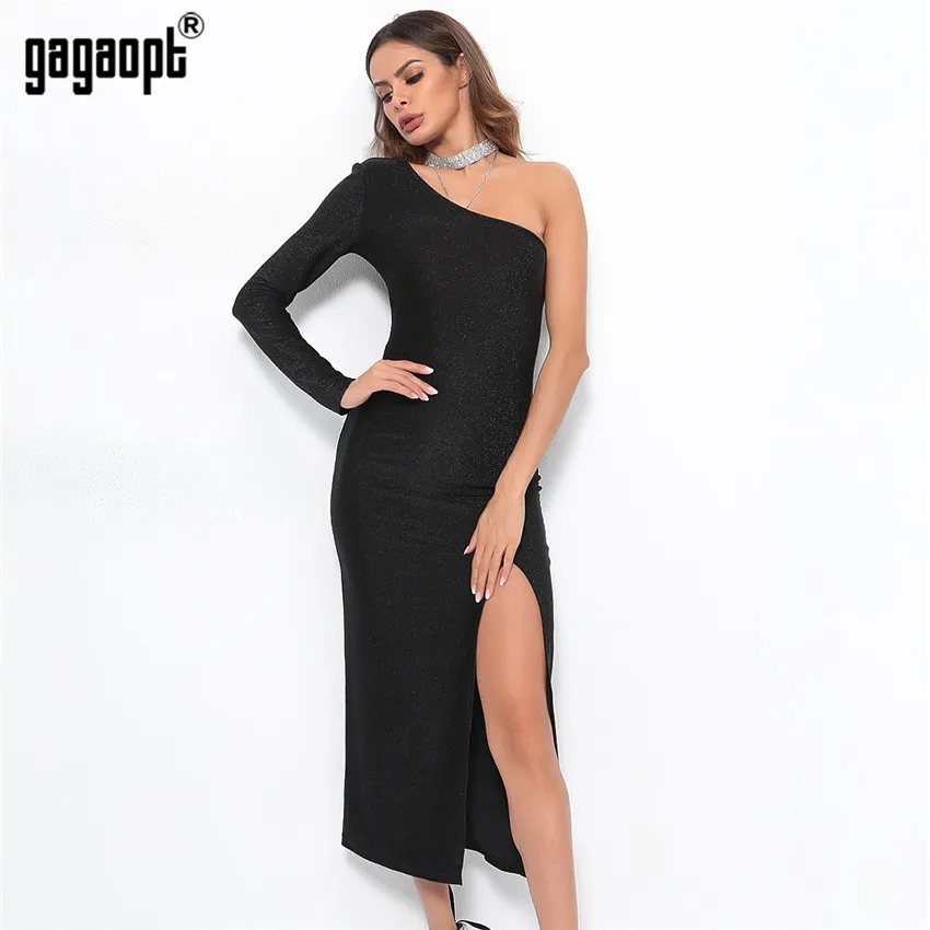 Женское Сверкающее платье макси Gagaopt черные/красные вечерние платья с высоким