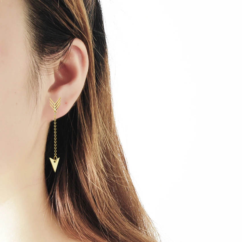 Женские серьги-стрелка из нержавеющей стали Дротика длинная цепочка висячие