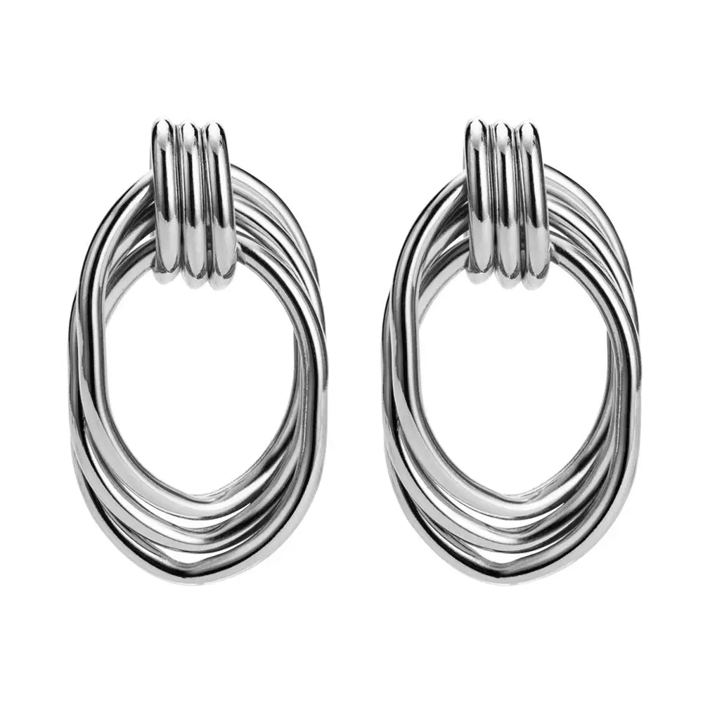 125 Silver Новые модные Висячие серьги для женщин ZA геометрические серьги для свадебной вечеринки винтажные подарки богемные ювелирные изделия - Окраска металла: 125 Silver