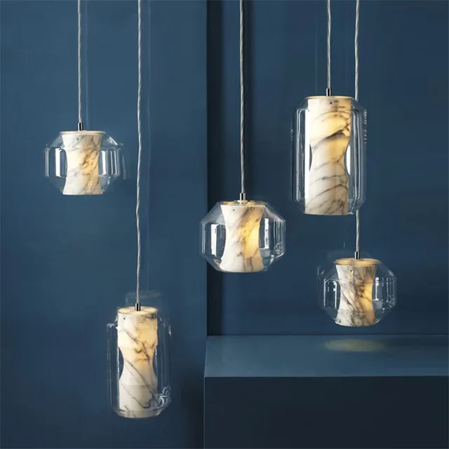 

Modern Light Led Pendant Lamps Glass Marble Shade Nordic Pendant Lights Hanging Lamp Lighting Fixtures Home Decor Light Fixtures