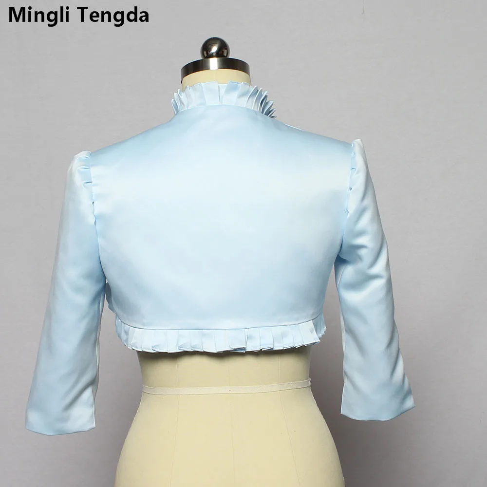 Mingli Tengda небесно-голубое пятно свадебное болеро обертывания Свадебная куртка накидка 3/4 рукава волнистые оборки свадебное женское платье Болеро шаль грудь