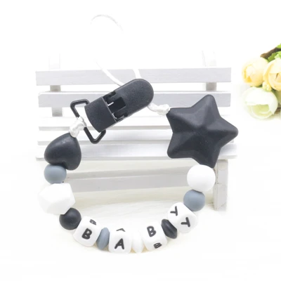 3 Customized Name Baby Pacifier Chain DIY Soother Chain BPA Free Newborn Attache Sucette Silicone Baby Pacifier Clips Holder Chain - Цвет: 3