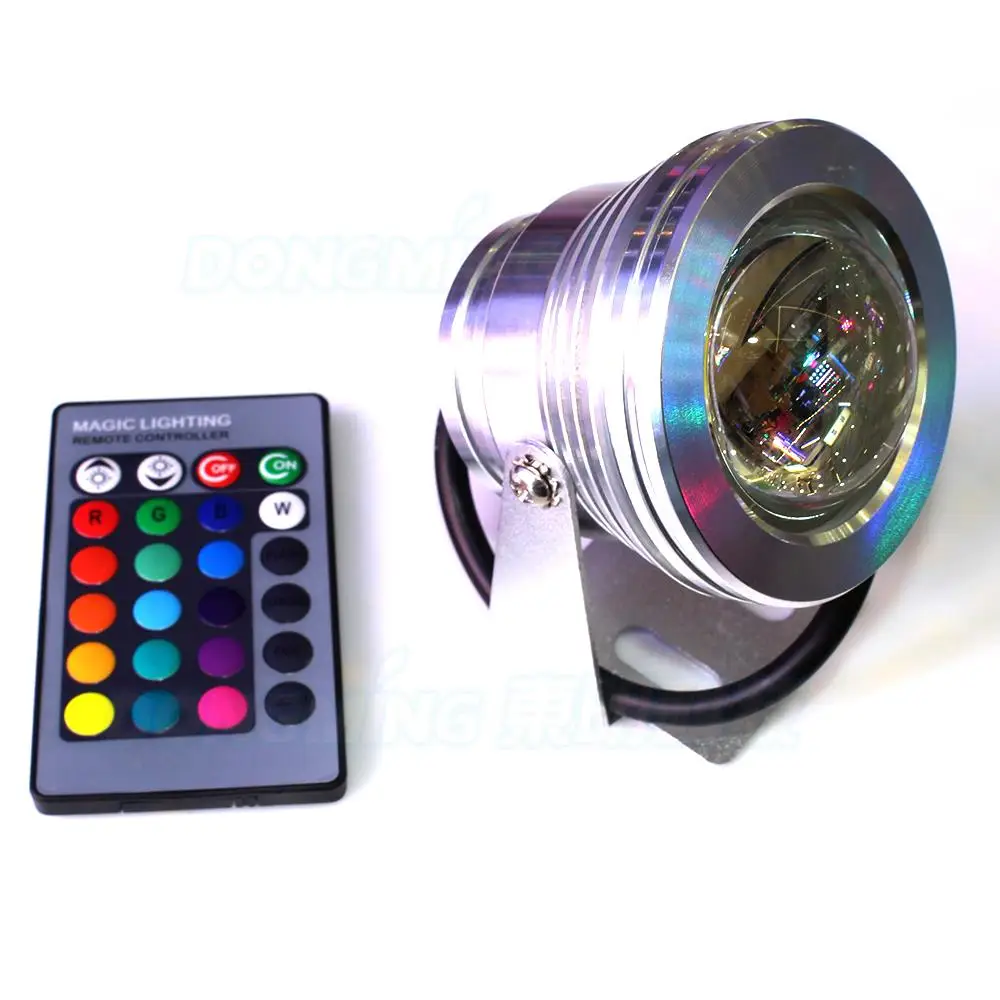

Wholesale convex lens +24key controller underwater light rgb AC85-265V 10W led underwater lamps ip68 rgb underwater led light