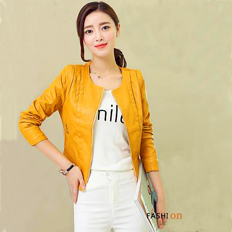 Новинка 2018 модная кожаная куртка Корейская версия короткий рукав на молнии для