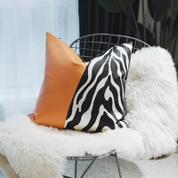 2022 cushion cover decorative pillow case modern zebra stripe pu patchwork high density coussin room sofa art decor