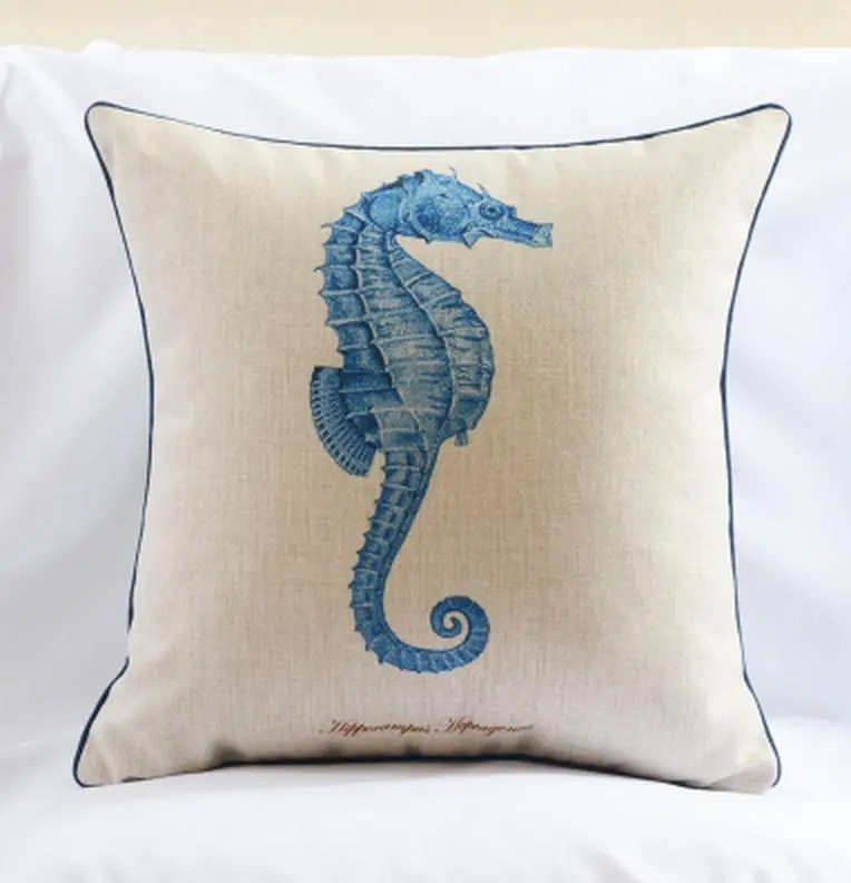 Mediterranean Square Throw Pillow/almofadas Case 45x45 53x53 60x60,nordic Blue Cushion Cover Home Decor image 3