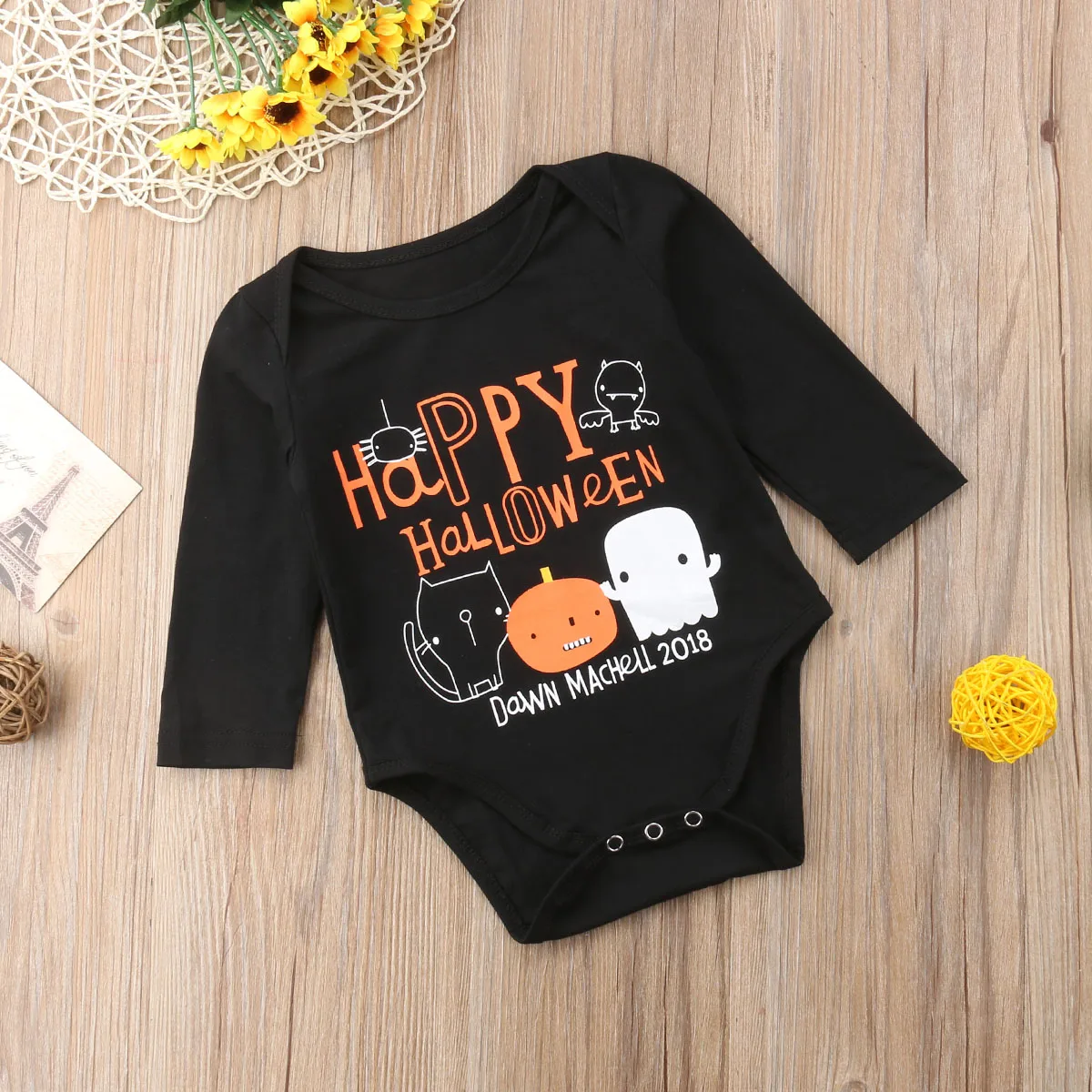 

2018 Newborn Infant Baby Girl Boy Kid Long Sleeve Cartoon Casual Romper Jumpsuit Clothes Happy Halloween Cotton Soft Clothing