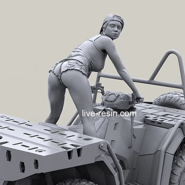 

1/35 девушка наездник Смотреть назад, на ATV квадроцикл, без квадроцикла, Смола Модель солдата, фигурка, GK, несобранный и Неокрашенный комплект